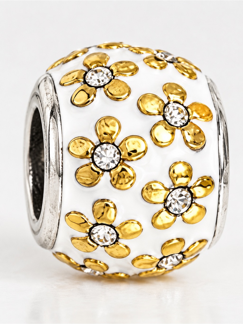 Brighton Summer Garden Floral Charm Swarovski Crystal White Enamel Pandora
